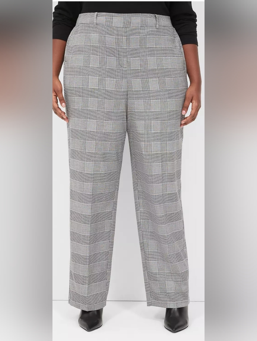Perfect Drape Pull-On Straight Pant Black Houndstooth